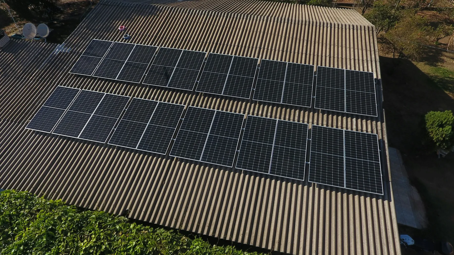 Solar panels on a corrugated roof